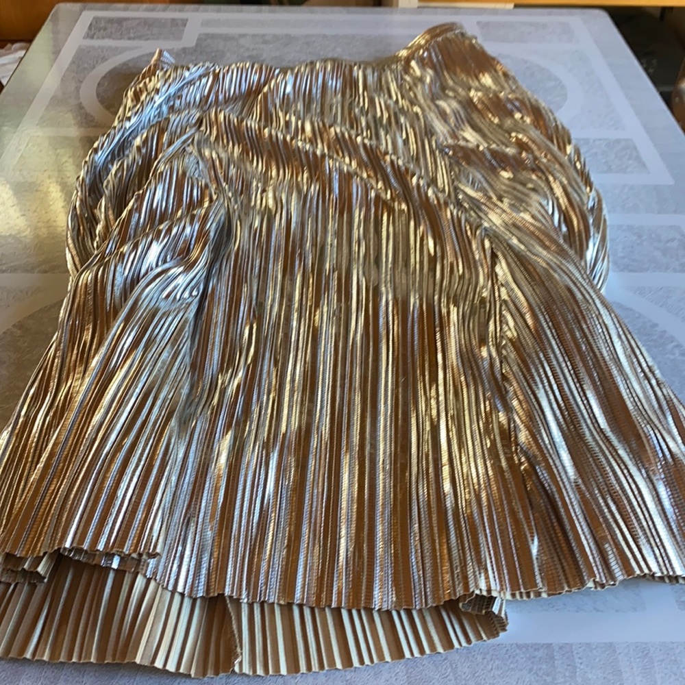 Silver metallic ribbed skirt